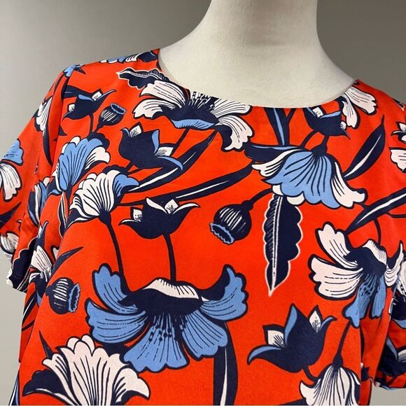 J.Crew Floral Print Short Sleeve straight cut loose fit Dress size 8 - Picture 2 of 11